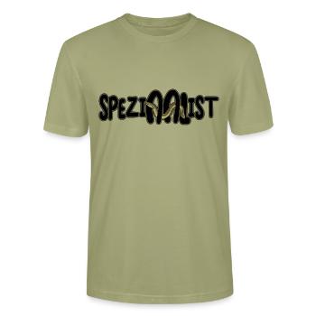 Spécialiste de l’anguille Spécialiste de la pêche Poisson - T-shirt bio CRAFTER Stanley Stella Unisexe - vert brouillard - Devant - Alina (178cm) & Michal (187cm)