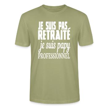 papy professionnel - T-shirt bio CRAFTER Stanley Stella Unisexe - vert brouillard - Devant - Alina (178cm) & Michal (187cm)