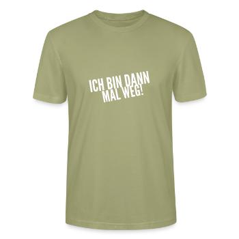 Ich bin dann mal weg! Geschenkidee - Stanley/Stella Unisex Bio-T-Shirt CRAFTER - Nebelgrün - Vorne - Alina (178cm) & Michal (187cm)