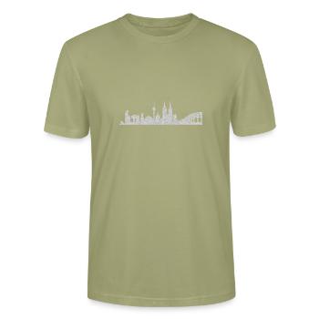 Köln - Stanley/Stella Unisex Bio-T-Shirt CRAFTER - Nebelgrün - Vorne - Alina (178cm) & Michal (187cm)