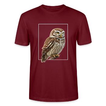 Steinkauz Eule Athene Noctua - Stanley/Stella Unisex Bio-T-Shirt CRAFTER - Burgunderrot - Vorne - Alina (178cm) & Michal (187cm)
