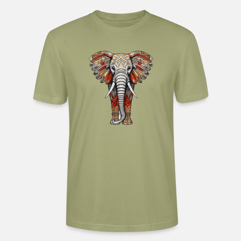 Elephant with African pattern no2 - Stanley/Stella Unisex Bio-T-Shirt CRAFTER - Nebelgrün