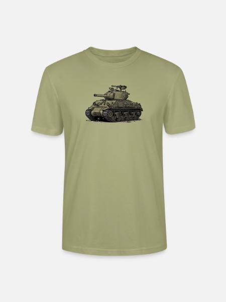 Sherman Panzer Cartoon Illustration | RCCX - Stanley/Stella Unisex Bio-T-Shirt CRAFTER - Nebelgrün
