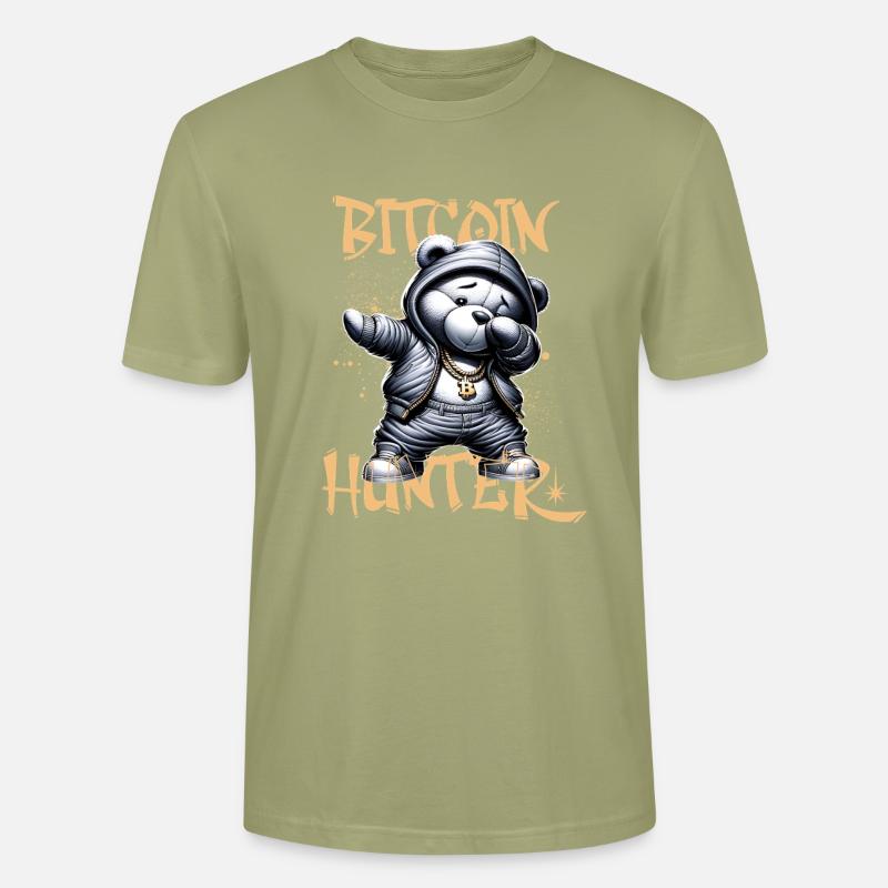 Bitcoin Hunter Teddy Dabbing - Stanley/Stella Unisex Bio-T-Shirt CRAFTER - Nebelgrün
