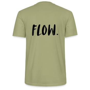 Flow. Flow. One shirt - one saying! - Stanley/Stella CRAFTER Unisex Organic T-Shirt - sage - Back - Michal (187cm)