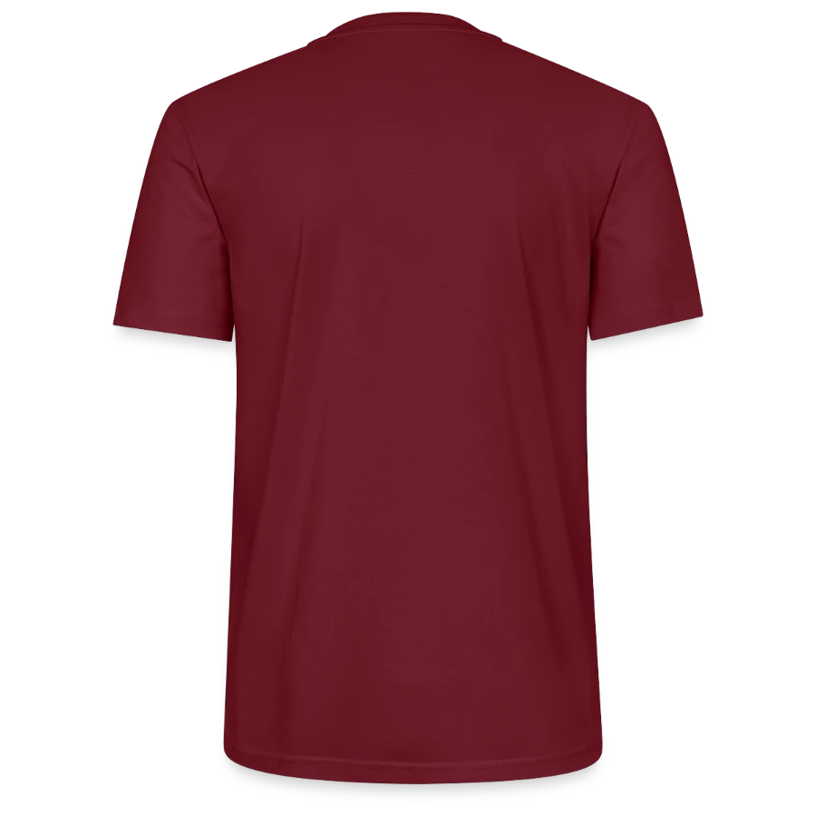 Moon Bay badge on a stanley/stella crafter unisex organic t-shirt, burgundy, back