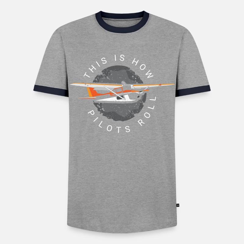 Pilot Captain Pilot Glider - Men's Ringer Shirt - grey/navy 