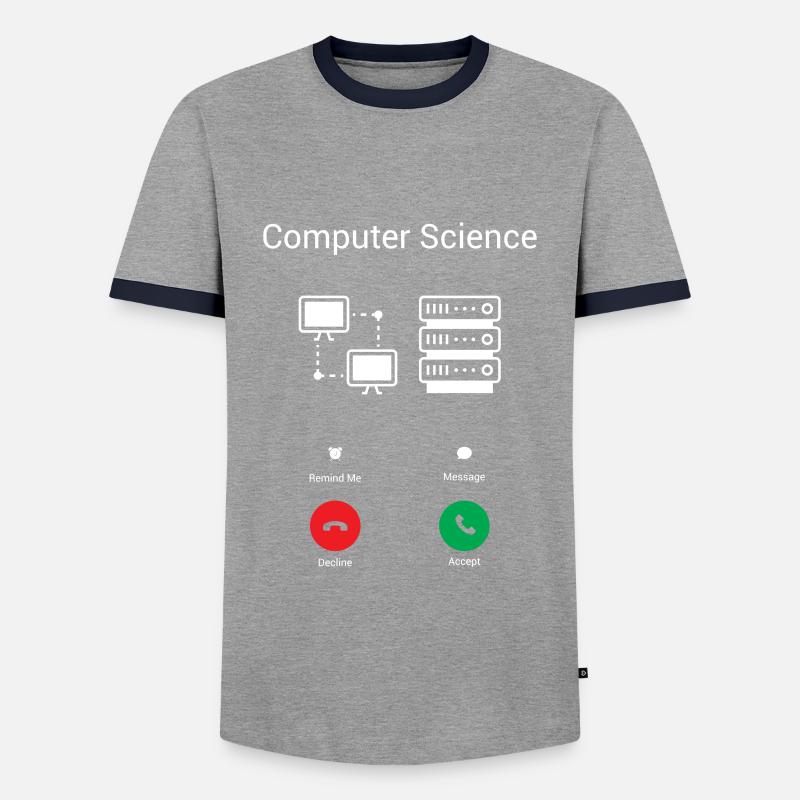 Der PC ruft - Männer Kontrast-T-Shirt - Grau/Navy 