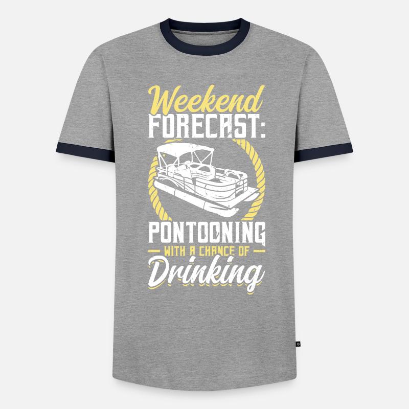 Wochenend-vorhersage - Pontooning Und Trinken - Männer Kontrast-T-Shirt - Grau/Navy 