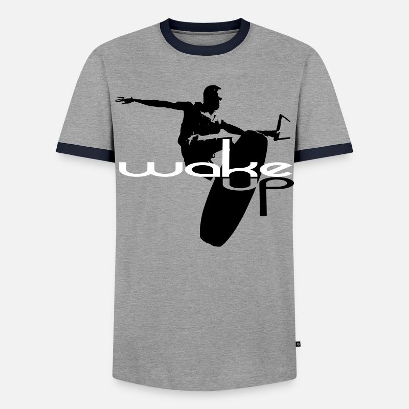 Wakeboard wake up wakeboarding - Men's Ringer Shirt - grey/navy 