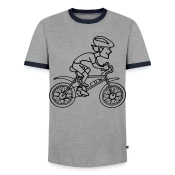 Cyclist - Men's Ringer Shirt - grey/navy  - Front - AI Model Female 172 light (172cm) & AI Model Male 178 light (178cm)