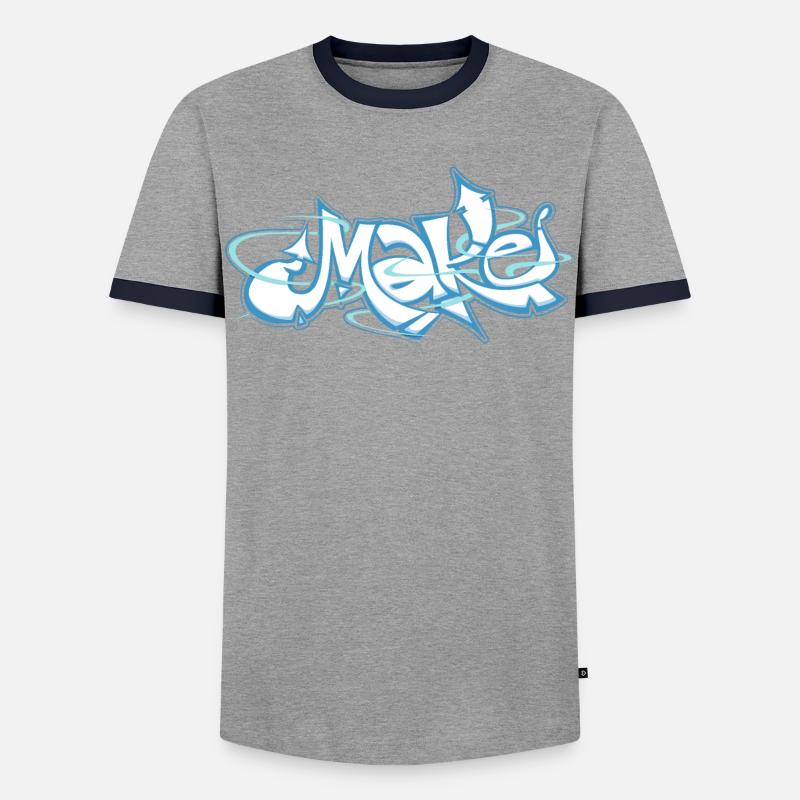 Blue word make graffiti - Men's Ringer Shirt - grey/navy