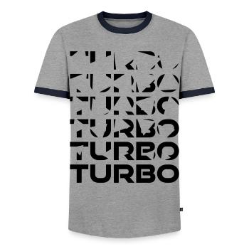 Mosaïque turbo - T-shirt contrasté Homme - gris/marine  - Devant - AI Model Female 172 light (172cm) & AI Model Male 178 light (178cm)