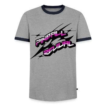 Pinball Revival Neon Retro - Männer Kontrast-T-Shirt - Grau/Navy  - Vorne - AI Model Female 172 light (172cm) & AI Model Male 178 light (178cm)