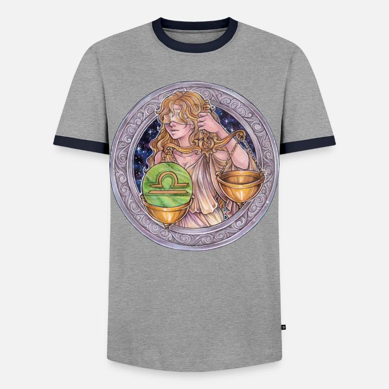 Zodiac Sign Sternzeichen Waage Libra Geschenk - Männer Kontrast-T-Shirt - Grau/Navy