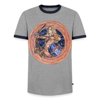 Zodiac Sign Sternzeichen Schütze Sagittarius - Men's Ringer Shirt - grey/navy  - Front - AI Model Female 172 light (172cm) & AI Model Male 178 light (178cm)