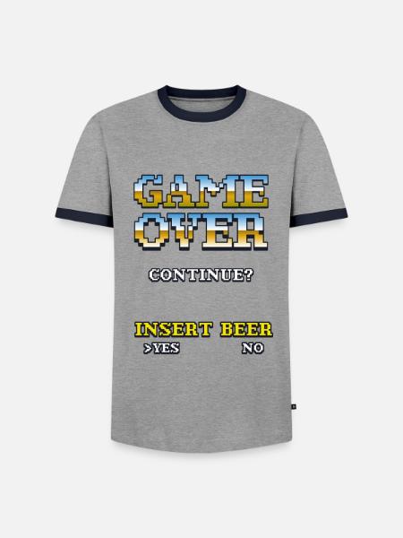 Game Over-Insert beer - Männer Kontrast-T-Shirt - Grau/Navy 