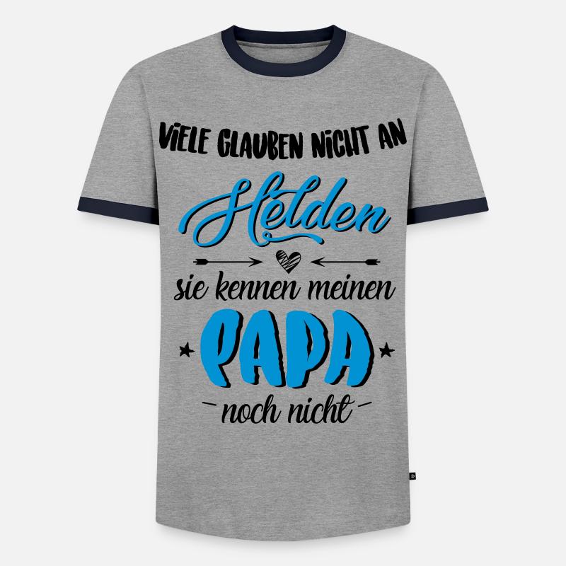 Papa Held - Männer Kontrast-T-Shirt - Grau/Navy