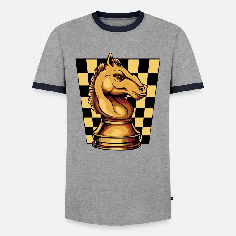 Chess Springer Chessboard Chess piece - Men's Ringer Shirt - grey/navy 