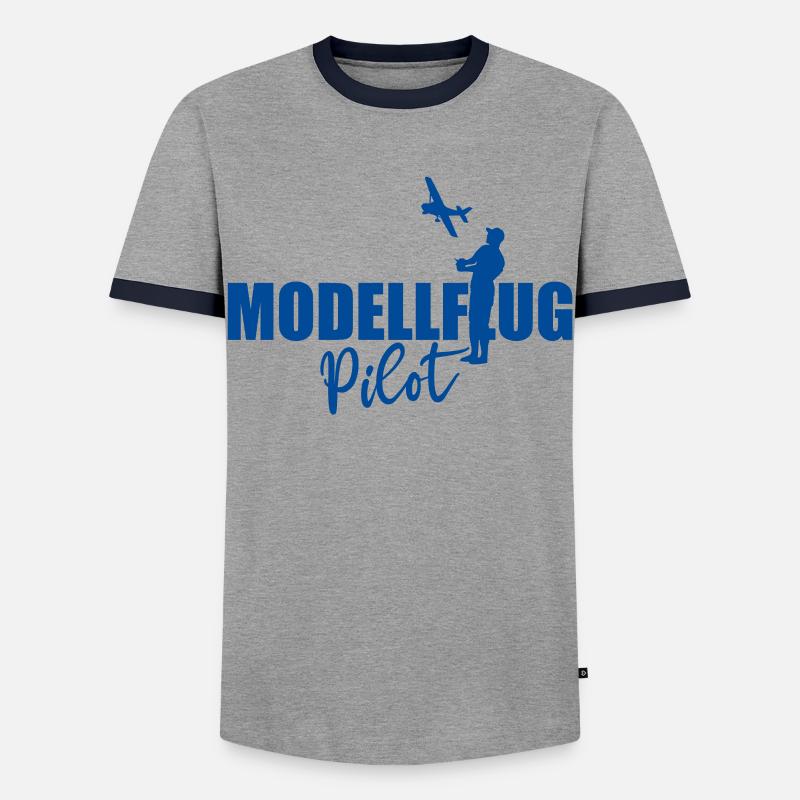 Modellflug Pilot Modellbauer Flugzeug Geschenk - Männer Kontrast-T-Shirt - Grau/Navy