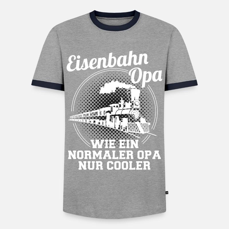 Modelleisenbahn Modellbahn Eisenbahn Opa Geschenk - Männer Kontrast-T-Shirt - Grau/Navy 