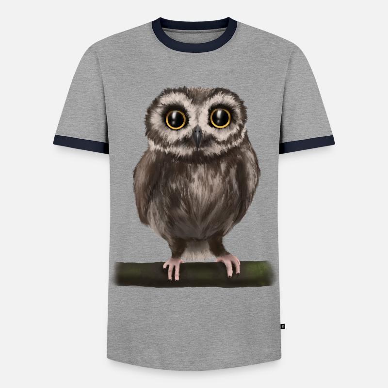 Uhu Eule - Männer Kontrast-T-Shirt - Grau/Navy