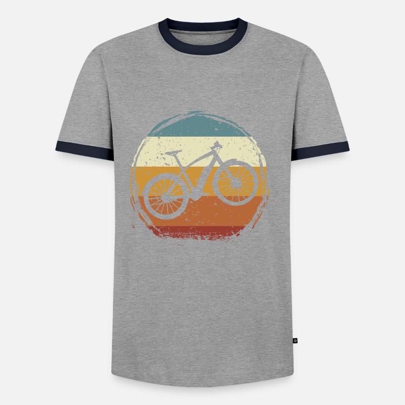 E-Bike, E-MTB, Retro Sunset E-Biker - Men's Ringer Shirt - grey/navy