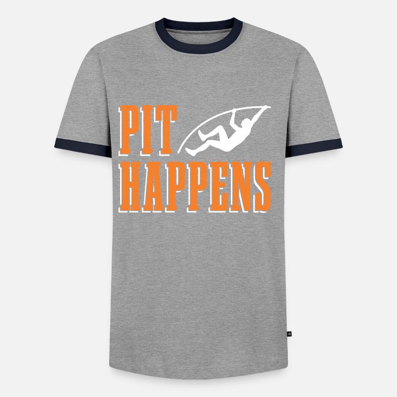 Pit Happens Stabhochsprung Stabspringen - Männer Kontrast-T-Shirt - Grau/Navy 