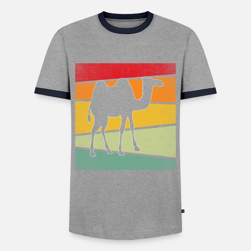 Kamel Retro - Männer Kontrast-T-Shirt - Grau/Navy 