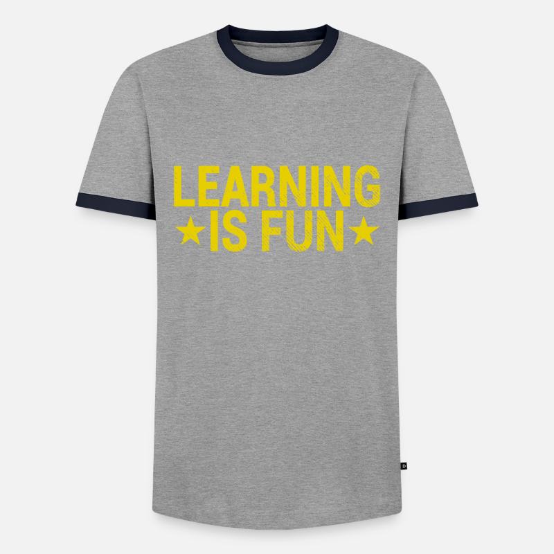 Learn Fun Saying - Men's Ringer Shirt - grey/navy 