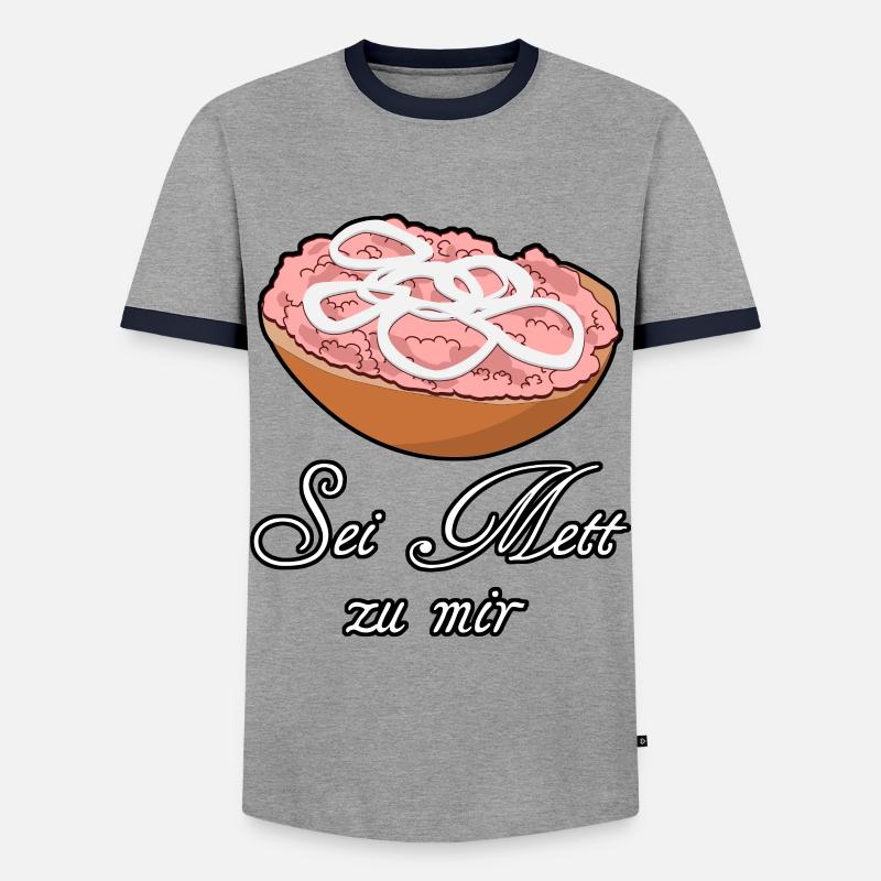 Mettbrötchen Hackfleisch Mett Hack - Männer Kontrast-T-Shirt - Grau/Navy 