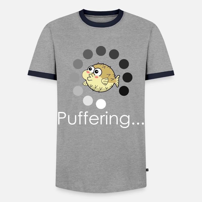 Pufferfish Bufferring - Männer Kontrast-T-Shirt - Grau/Navy 