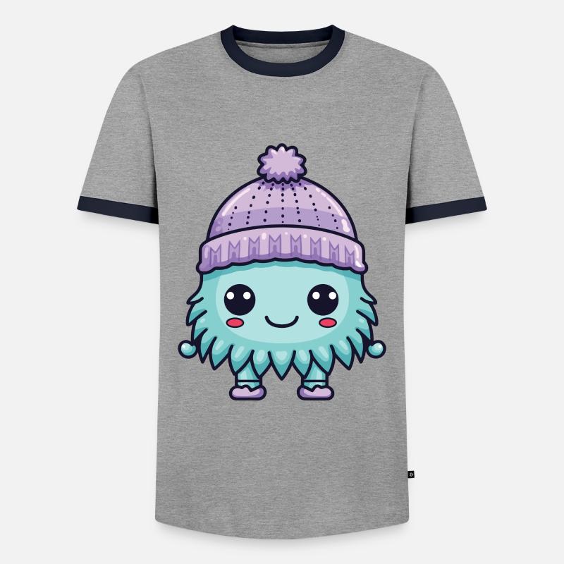 Cold Winter Bacilli Comic Cute - Men's Ringer Shirt - grey/navy