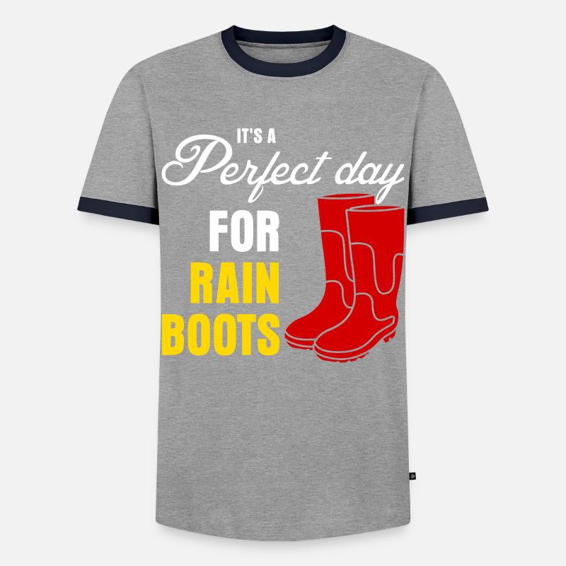 Rain Boots - Men's Ringer Shirt - grey/navy 