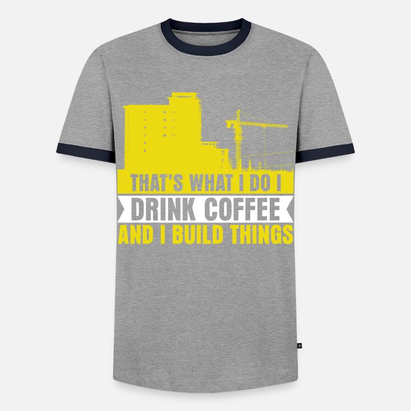 Construction Worker Crane - Men's Ringer Shirt - grey/navy