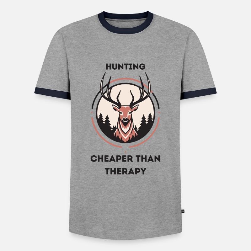 Hirschjäger Einzigartige Jagd - Männer Kontrast-T-Shirt - Grau/Navy 