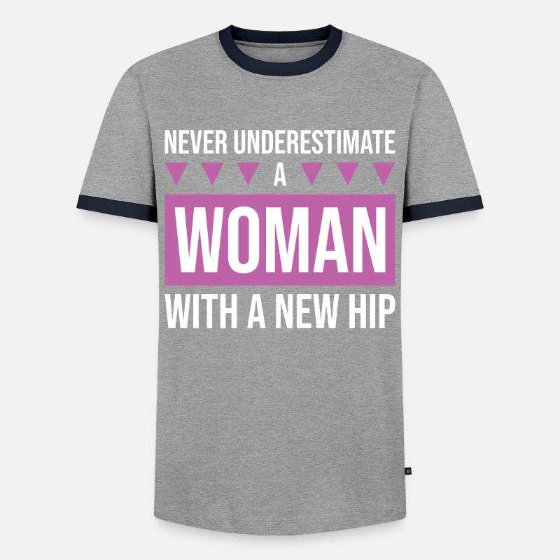 Hip Replacement Surgery Arthroplasty - Men's Ringer Shirt - grey/navy 