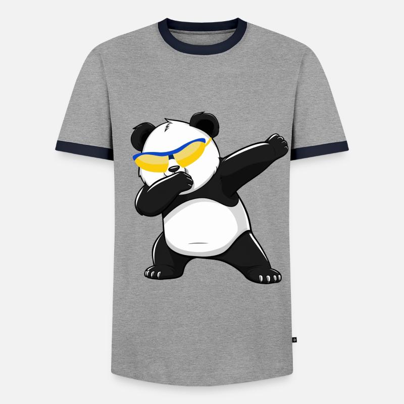 Panda Panda Bear Funny - Men's Ringer Shirt - grey/navy