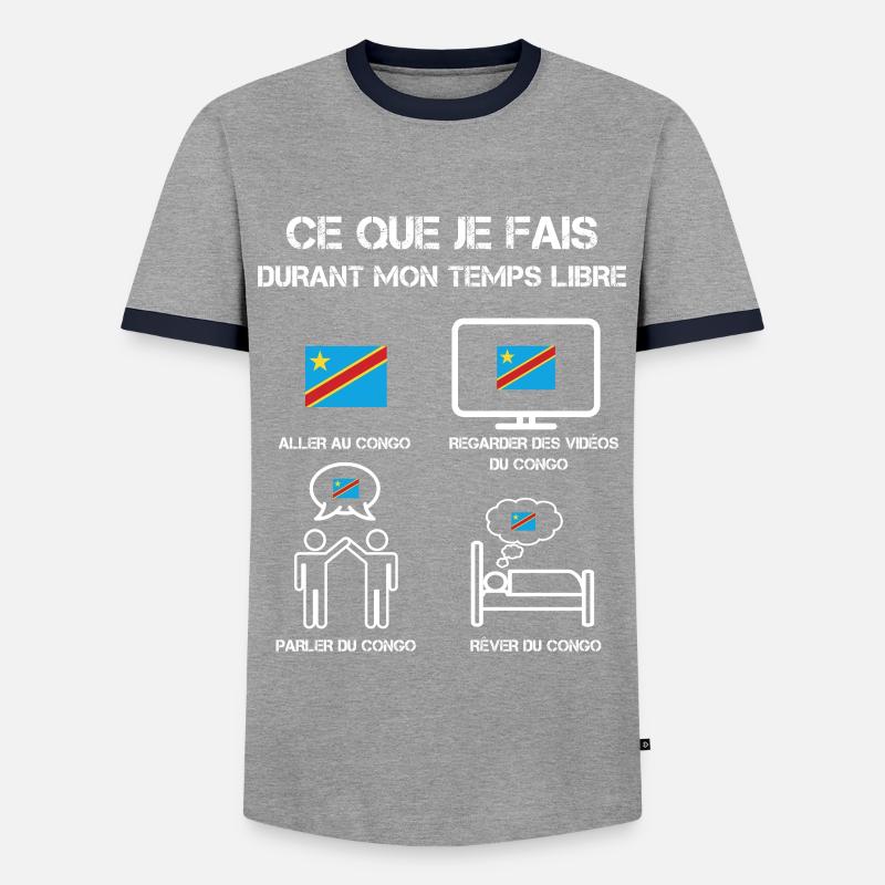 Freizeit Kongo Kinshasa - Männer Kontrast-T-Shirt - Grau/Navy 