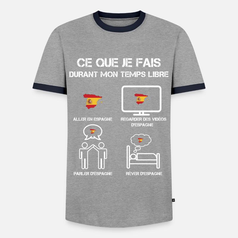 Freizeit Spanien - Männer Kontrast-T-Shirt - Grau/Navy 