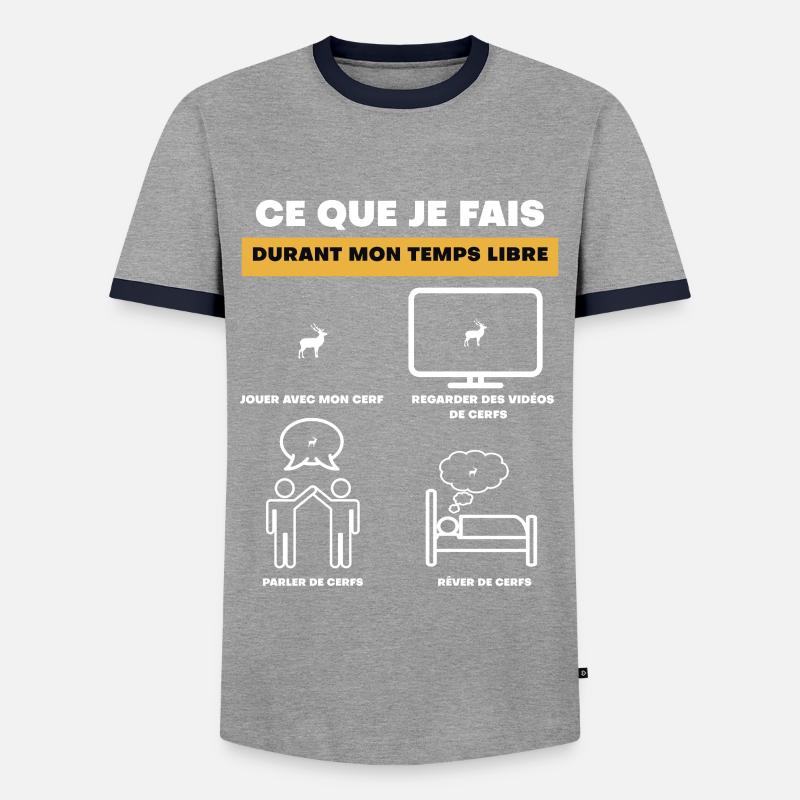 Hirsch Freizeit Geschenk - Männer Kontrast-T-Shirt - Grau/Navy 