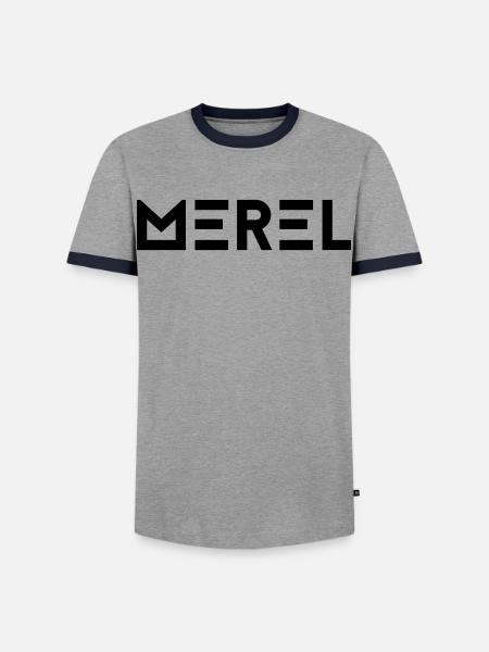 First name Merel - Men's Ringer Shirt - grey/navy
