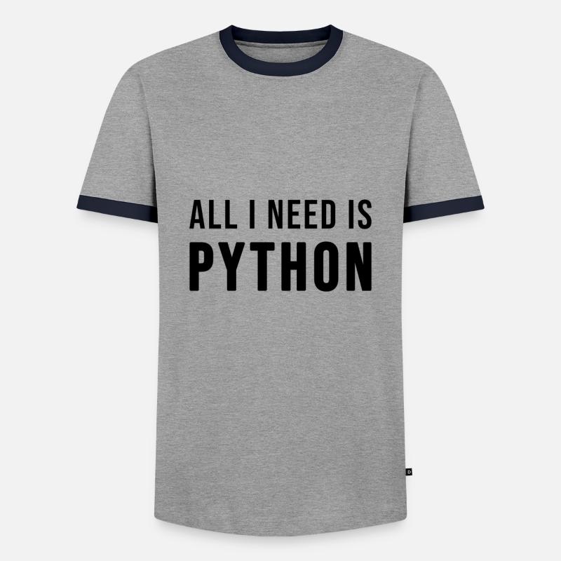 All I need is Python - T-shirt contrasté Homme - gris/marine