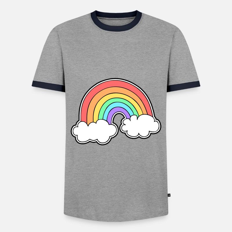 Rainbow with clouds - Men's Ringer Shirt - grey/navy 