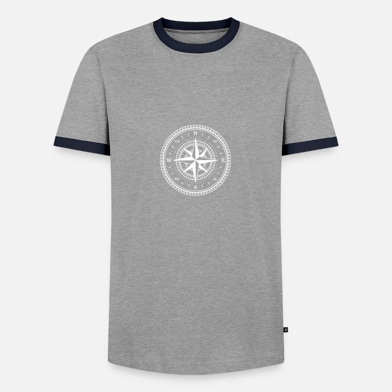 Wind Rose Compass Navigation - Men's Ringer Shirt - grey/navy