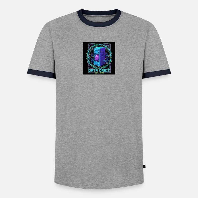 Data Orbit Neon Computer - Men's Ringer Shirt - grey/navy 