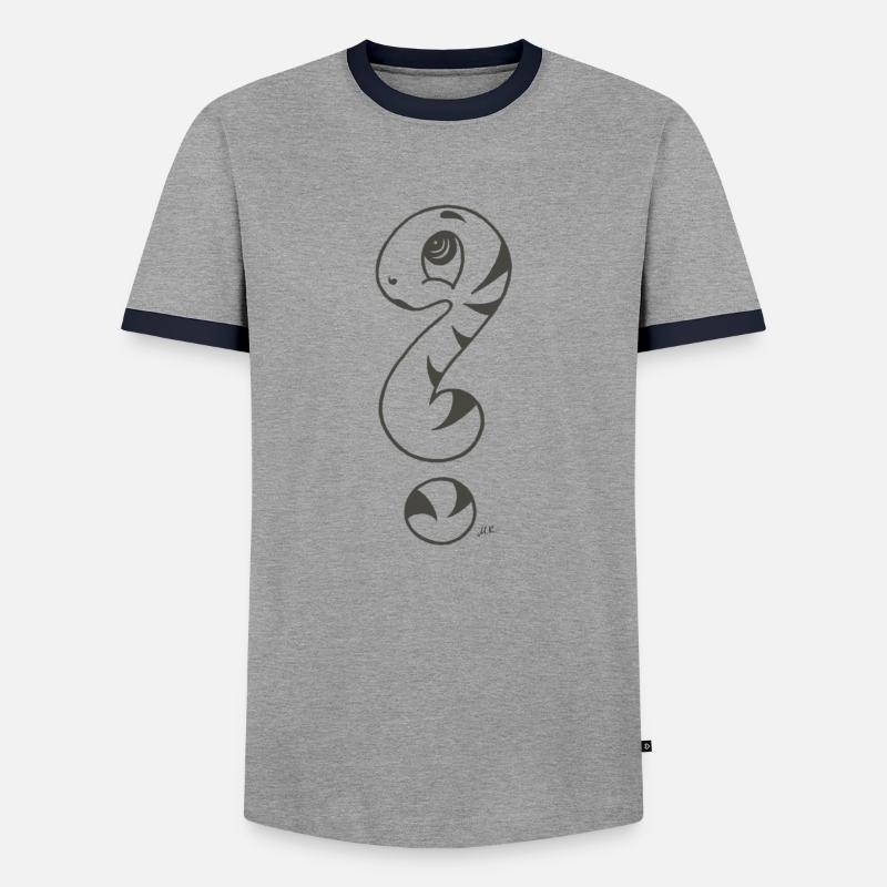 Question mark snake - Men's Ringer Shirt - grey/navy 