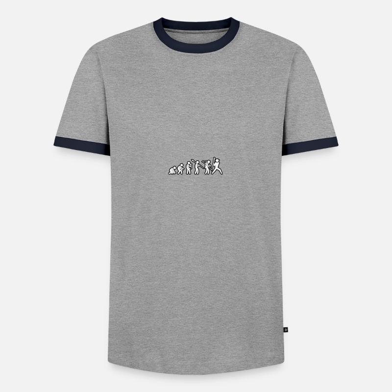 Evolution Baseballer White Grunge - Männer Kontrast-T-Shirt - Grau/Navy 