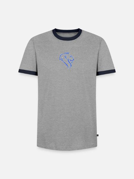 Neon Blue Lion Umrisskunst - Männer Kontrast-T-Shirt - Grau/Navy 