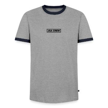 JGA Crew - Männer Kontrast-T-Shirt - Grau/Navy  - Vorne - AI Model Female 172 light (172cm) & AI Model Male 178 light (178cm)